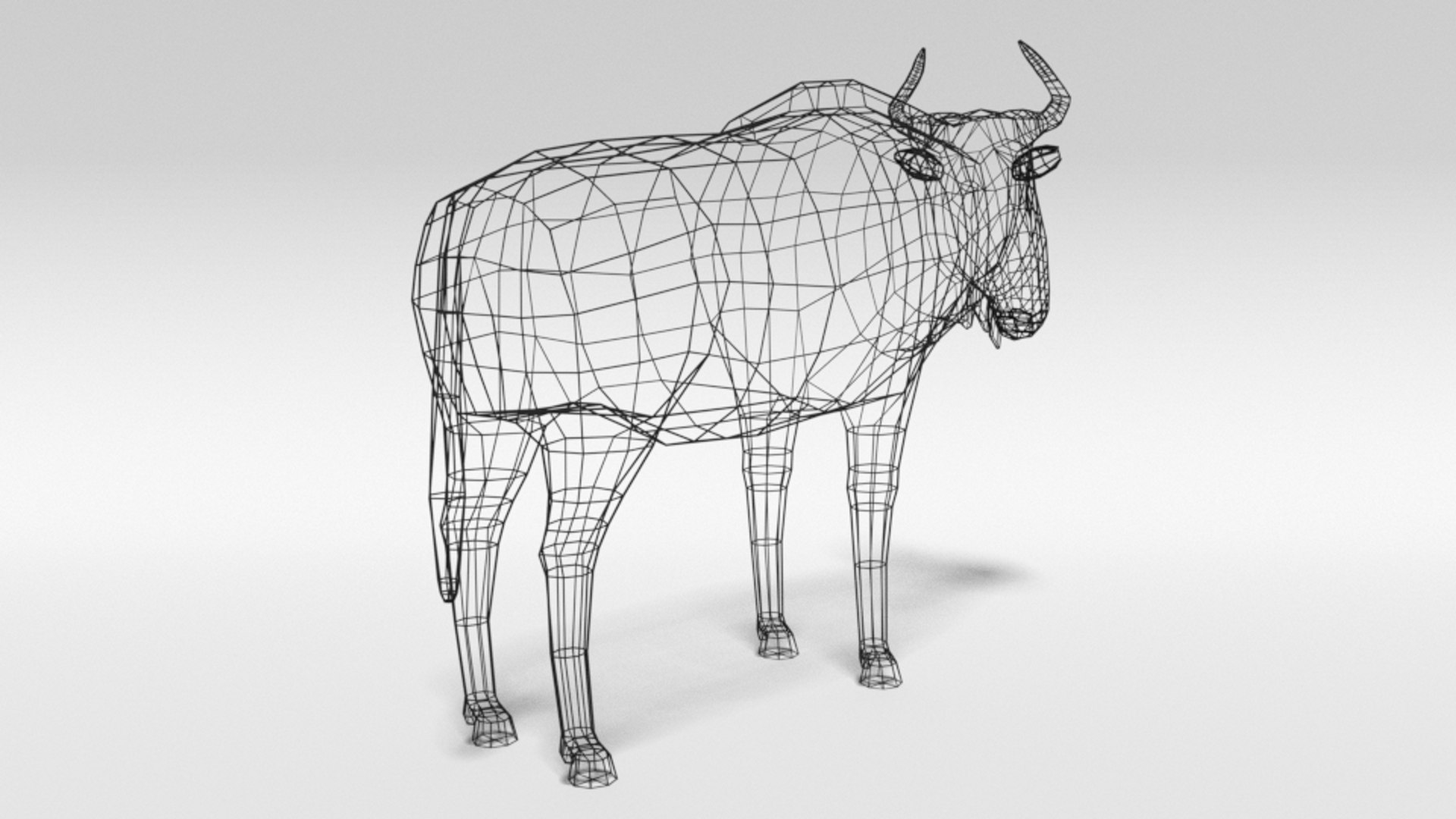 3D model gnu wildebeest https://p.turbosquid.com/ts-thumb/rZ/zrlHlG/GuvWHC0E/lowpoly_gnu_wildebeest_14wire/png/1582826712/1920x1080/fit_q87/b3d704dfae63218643eff9b06ad8b82116e608ed/lowpoly_gnu_wildebeest_14wire.jpg