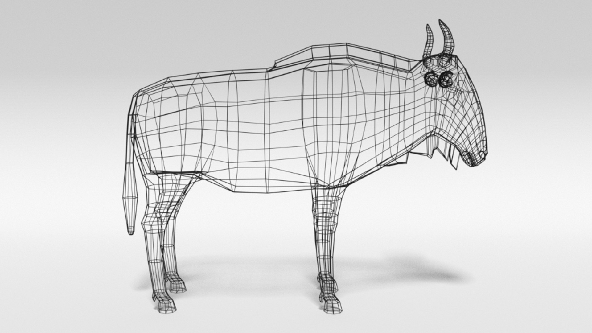 3D model gnu wildebeest https://p.turbosquid.com/ts-thumb/rZ/zrlHlG/jHQan7jK/lowpoly_gnu_wildebeest_15wire/png/1582826712/1920x1080/fit_q87/f9e556bb4e835b5e94be34485fe9c42458112e50/lowpoly_gnu_wildebeest_15wire.jpg