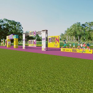 Marathon competition showcasing jumping steps Showcasing the layout of the National Games 3D model