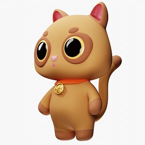3D Cartoon Cat Orange model