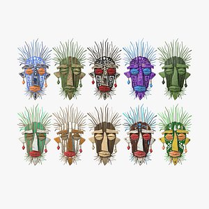 3D 10 Tribal Mask A Collection - Headband Character Design