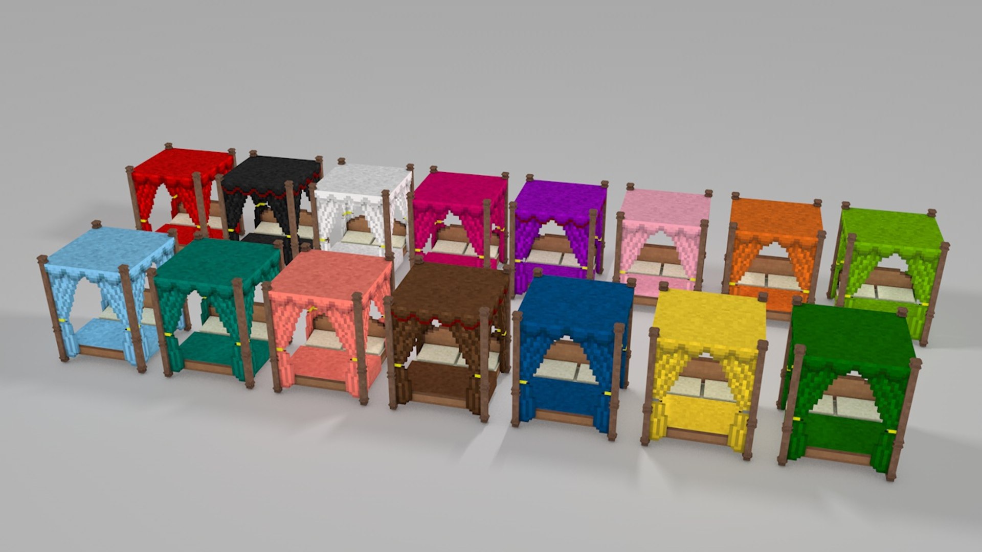 3d Minecraft Library Models: Bedroom