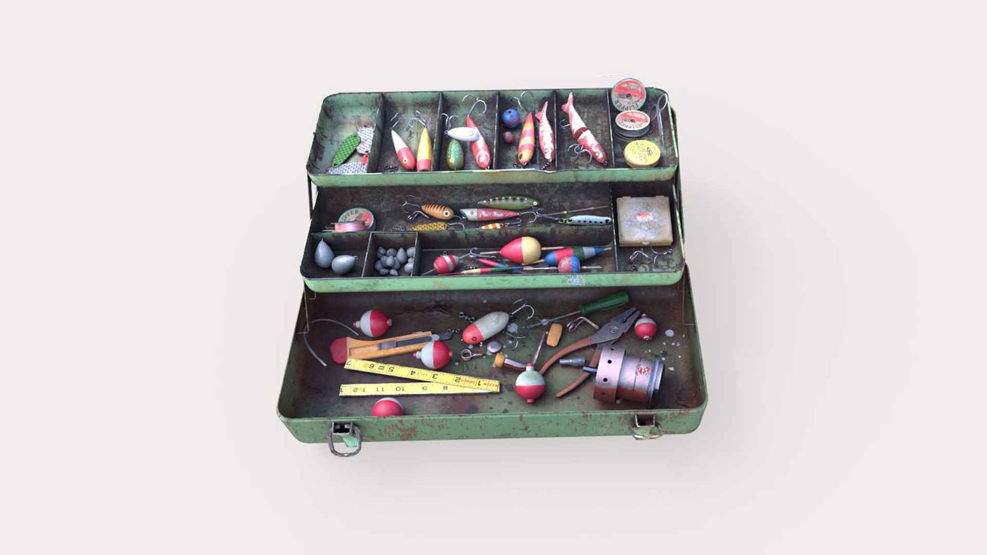 Old Fishing Tackle Box 3D Model TurboSquid 1980378