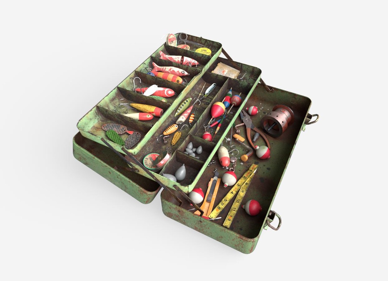 Old Fishing Tackle Box 3D Model - TurboSquid 1980378