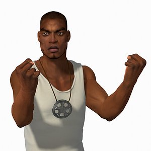 black male gang member 3d model