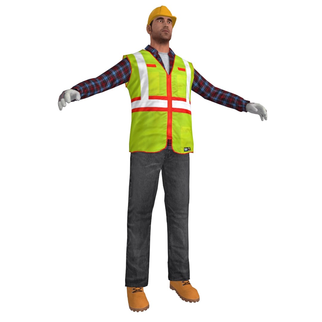 3d rigged worker man model