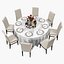 Round Served Table With Drinks 3D Model
