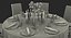 Round Served Table With Drinks 3D Model