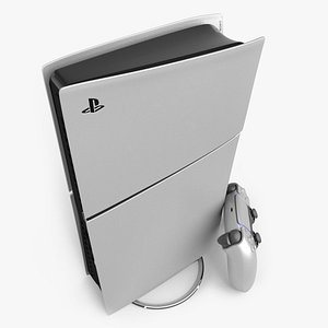 3D Slim Console Sony PlayStation 5 Sterling Silver model