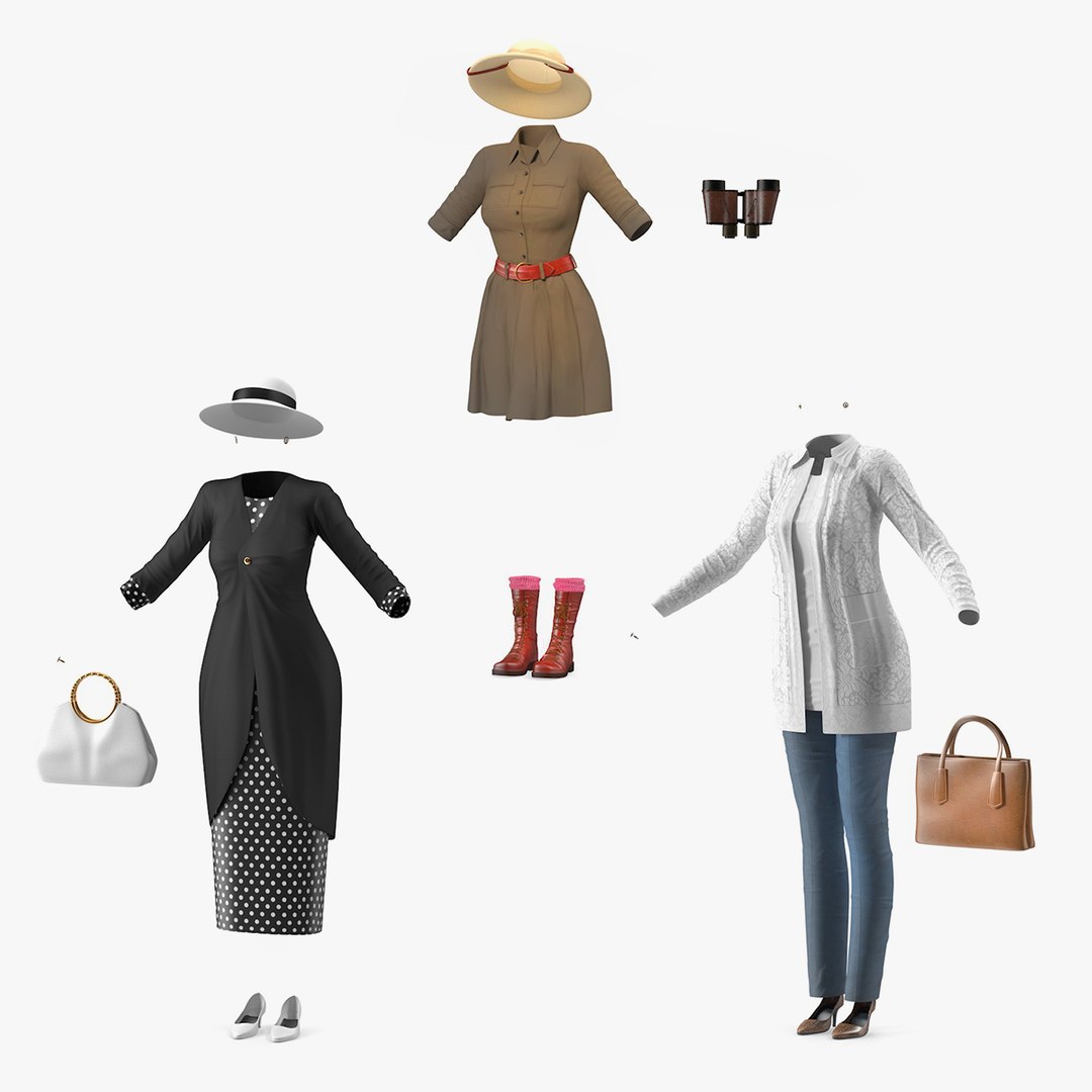 Womens Costumes Collection 3D model preview