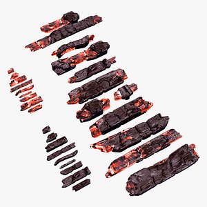 3D Smoldering Glowing Embers Set M1