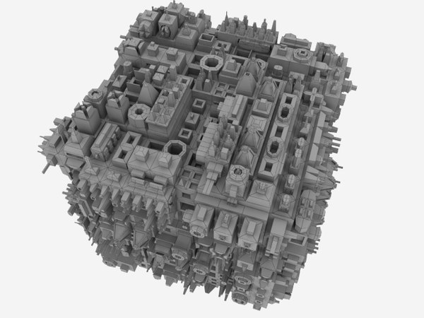 complex greebled cube dxf