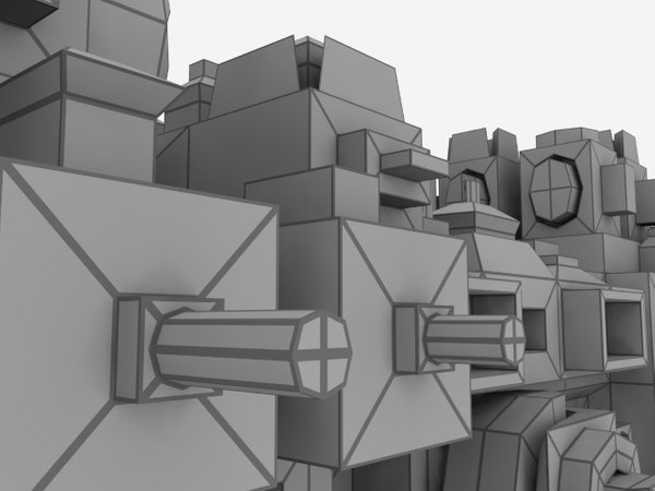 complex greebled cube dxf