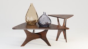 INK IVY Modern Mid-Century Triangular Wood Coffee Table 3D model
