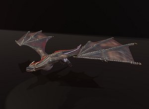 Realistic Black Wyvern Animated 3D Model model