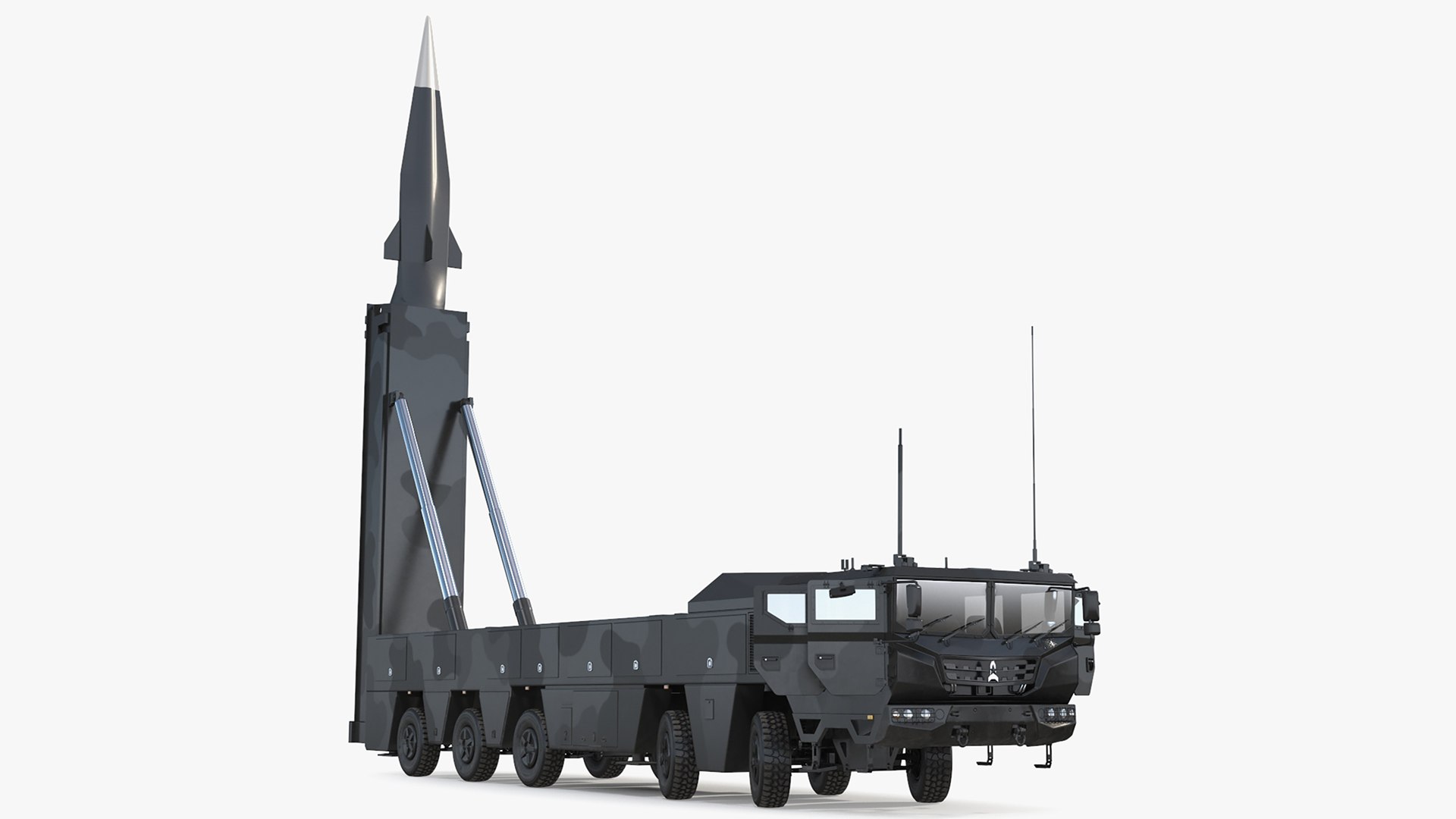 Strategic Missile on Road Mobile Vehicle Rigged for Maya 3D model preview