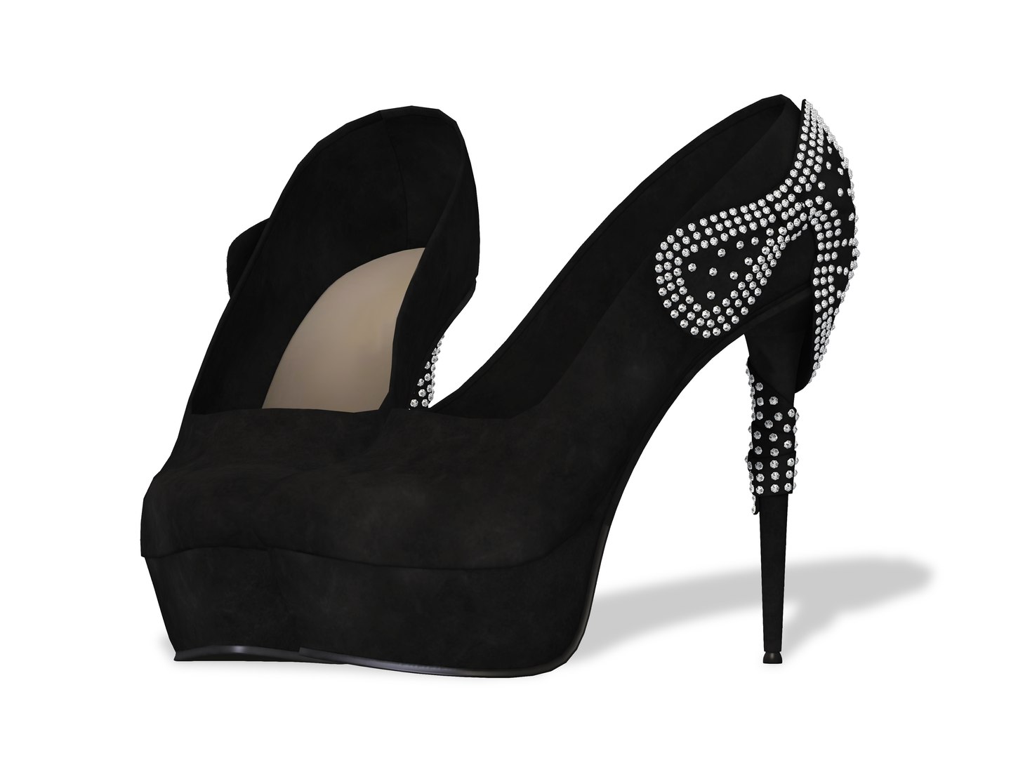 Suede Stiletto Shoes with Back Tied Bow 3D - TurboSquid 1742803