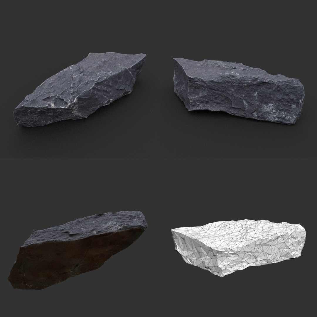 3D 8 Low Poly PBR Gray Sharp Rock Photogrammetry - TurboSquid 2163020