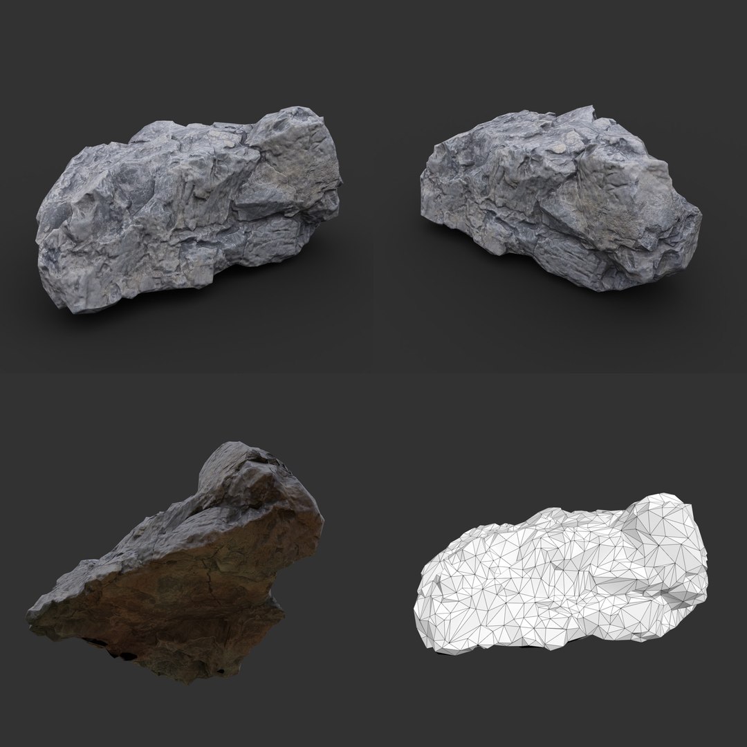 3D 8 Low Poly PBR Gray Sharp Rock Photogrammetry - TurboSquid 2163020