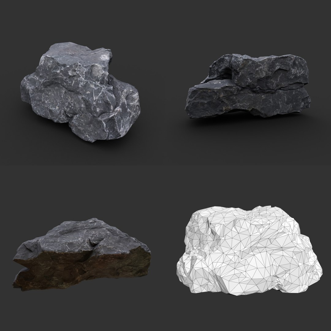 3d 8 Low Poly Pbr Gray Sharp Rock Photogrammetry - Turbosquid 2163020