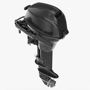 Portable outboard boat motor with folded tiller used