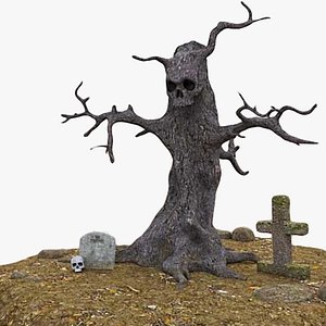 tree skull scene 3d model