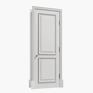 3D Classic door wood white model