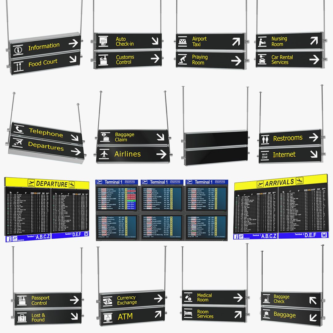 Airport Signs Collection 3 3D model preview