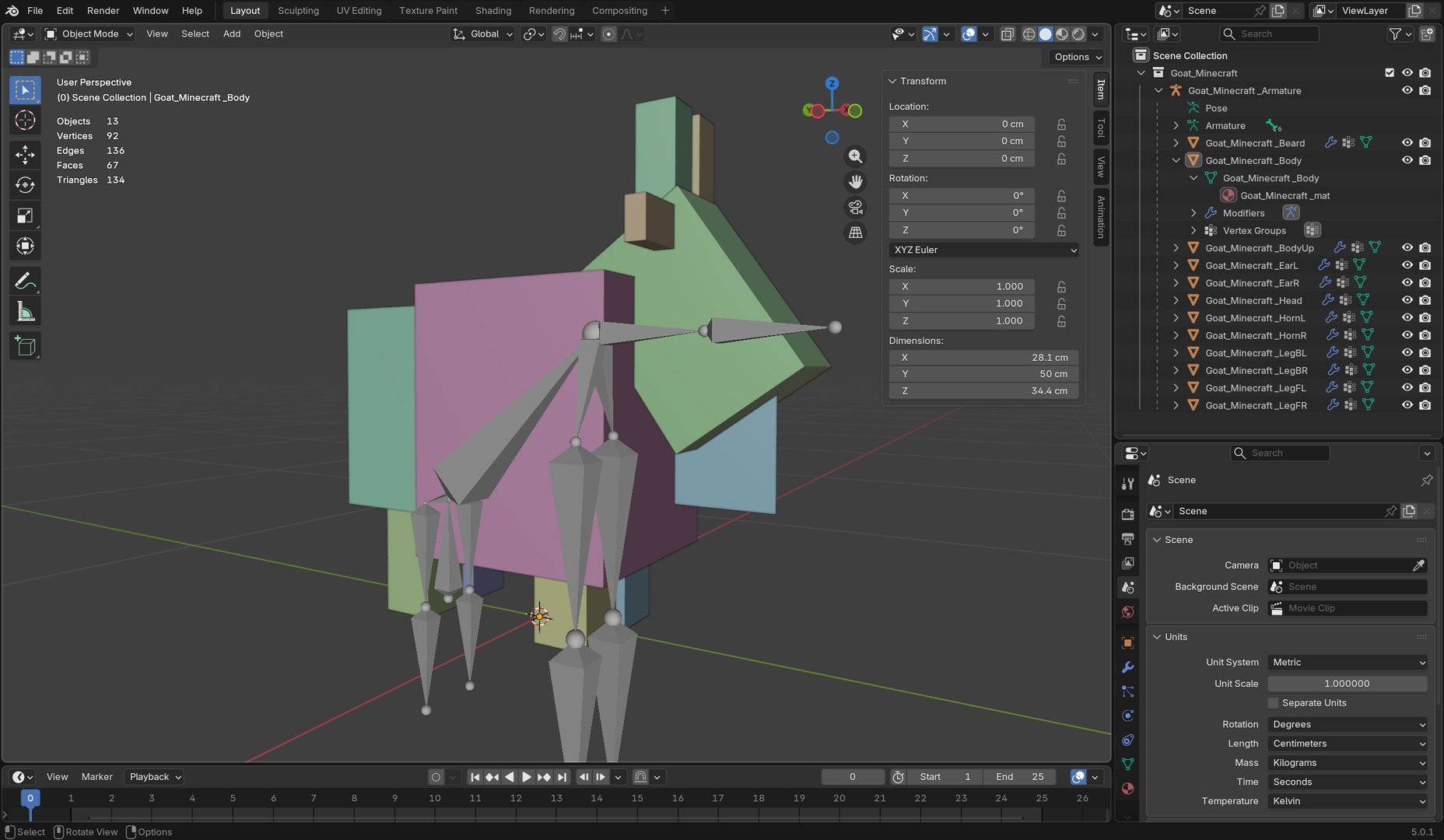 Goat - Minecraft Model - TurboSquid 2514042