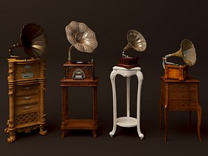 3D Antique Record Player Model