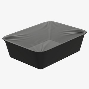 Plastic food container box tray with foil mockup 02