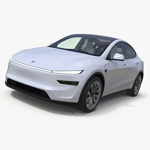 3D White 2025 Tesla Model Y Juniper Simplified