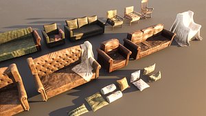 Sofas and Armchairs Props 3D