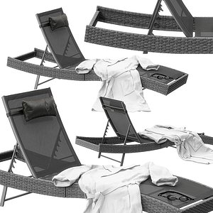 polyrattan sonnenliege delphine grau 3D model