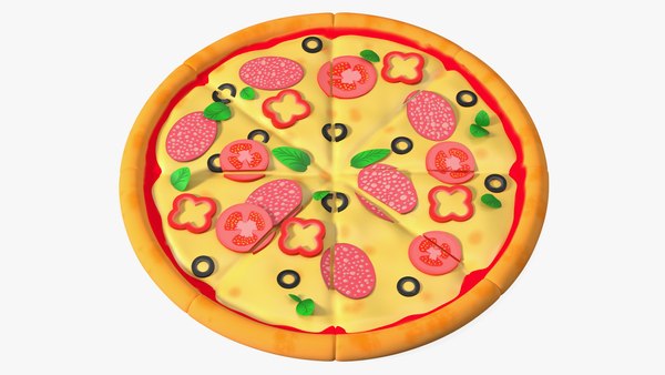 3D Cartoon Pizza Whole Sliced - TurboSquid 2045438