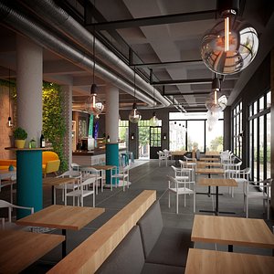 style coffeeshop bar restaurant 3D