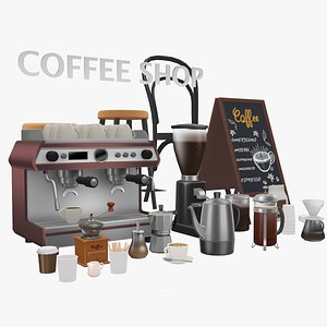 3D model 3D Coffee Equipment Anime Style Collection