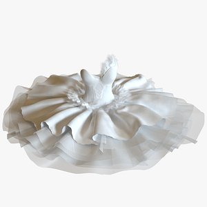 3D White Swan Ballerina Dress and Shoes