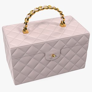 Vintage Pink Quilted Cosmetic Bag Train Case