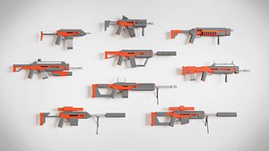 asset pack guns rifles 3D model