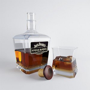 bottle whiskey glass 3d model