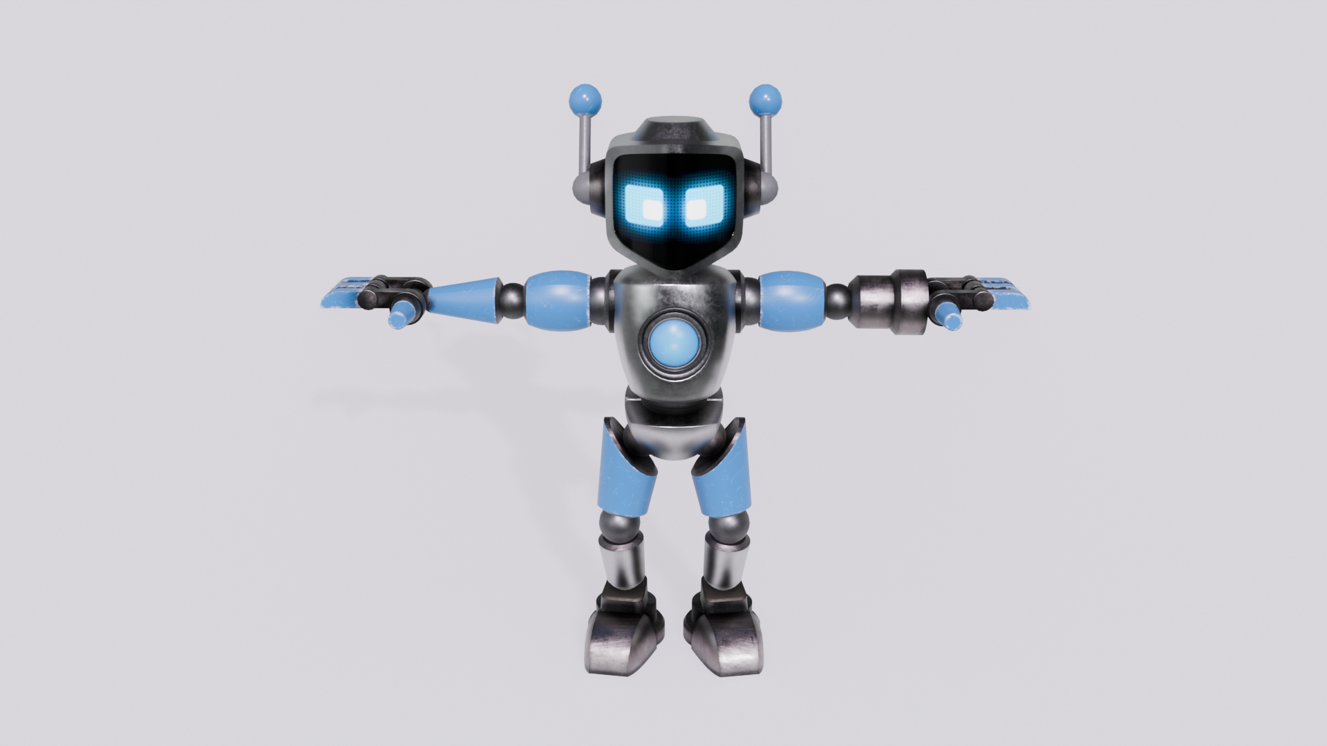 Stylized Robot With 3 Head Variants Rigged Game-Ready Model ...