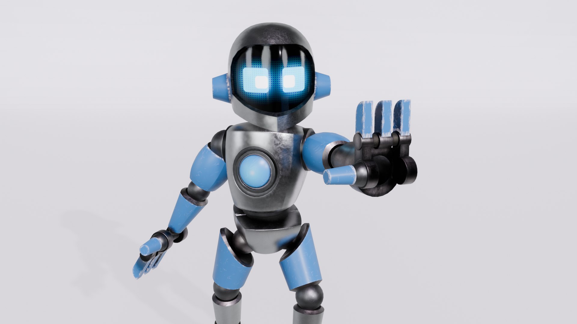 Stylized Robot With 3 Head Variants Rigged Game-Ready Model ...
