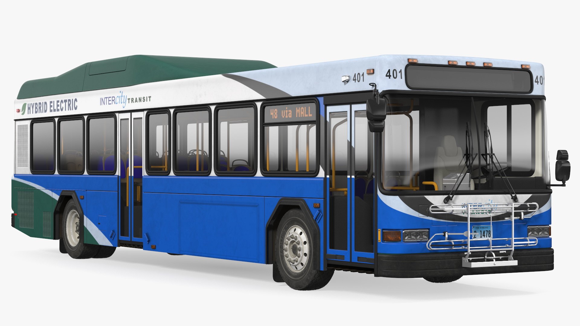 Gillig Advantage Hybrid Bus Intercity Transit Simple Interior 3D model preview