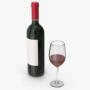 3D model Wine Bottle And Glass