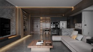 Living kitchen dining 15 - Apartment - Maiholuxury - MAX FBX OBJ SKP Simlab Collada Blender