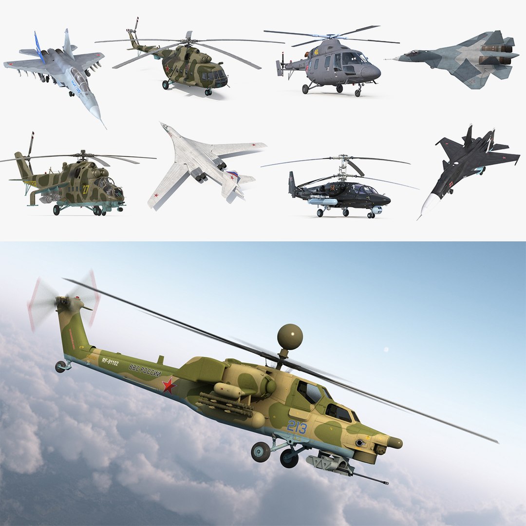 Rigged Russian Military Aircrafts 3D Models Collection 3D model preview