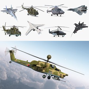 Rigged Russian Military Aircrafts 3D Models Collection