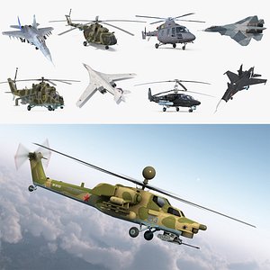 Rigged Russian Military Aircrafts 3D Models Collection