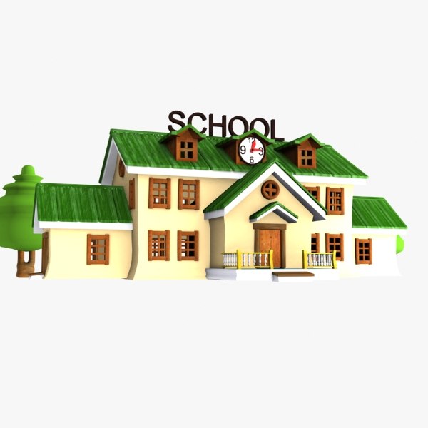 3d School. School building 3d.